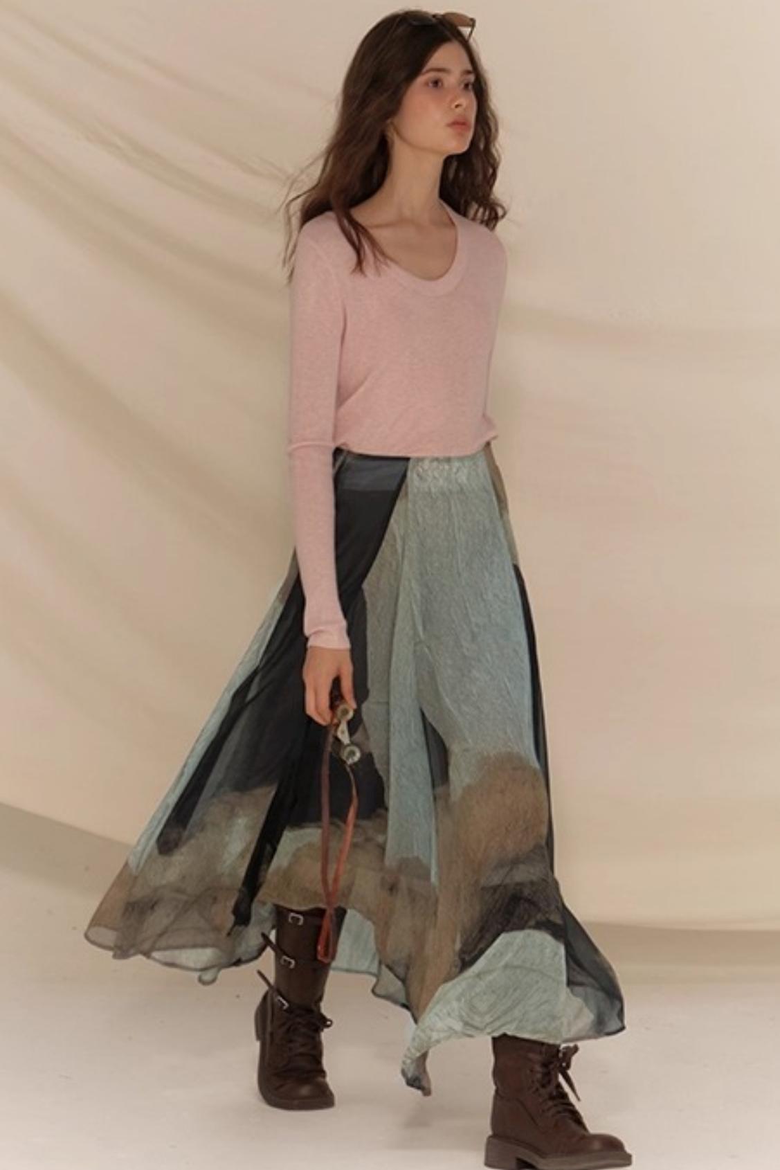 Amber Georgette Patchwork Skirt