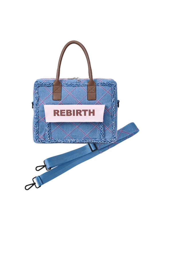 Plaid Denim Laptop Bag