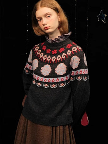 Bow Jacquard Wool Sweater