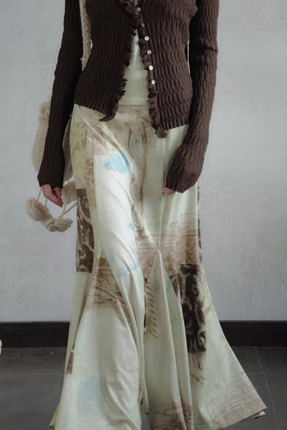 Artistic Jacquard Knit Skirt