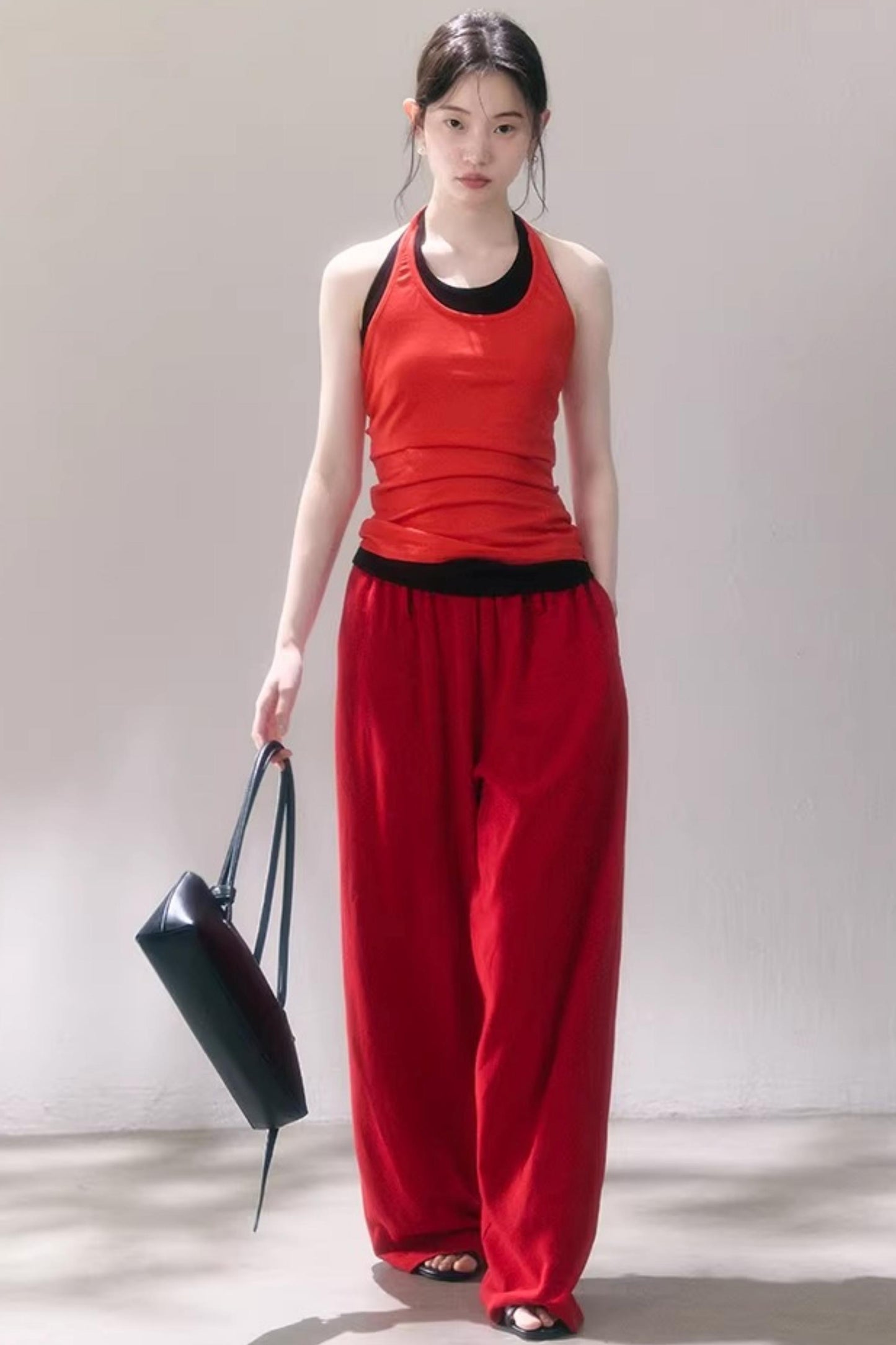 Linen Blend Wide-Leg Pants