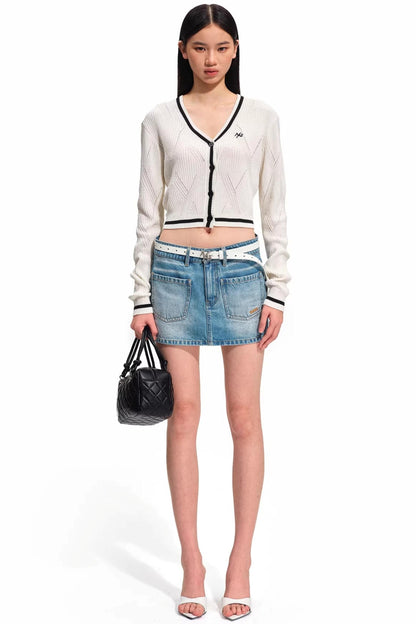 Versailles Wool Argyle Cardigan Top