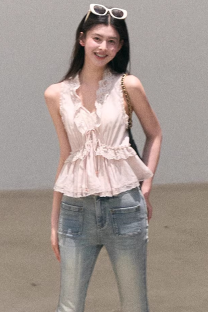 Hidden Petals Silk Lace Top