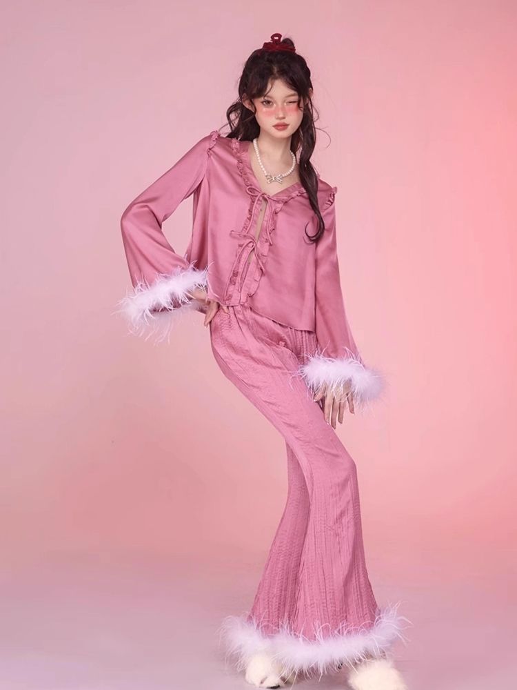 Satin Pajamas Homewear Set Pants