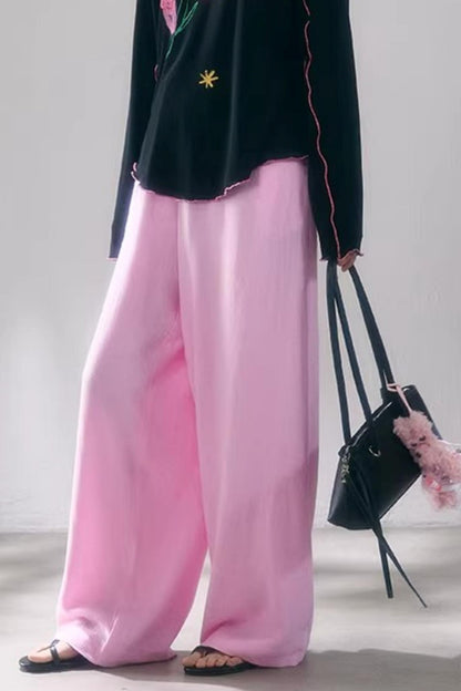 Linen Blend Wide-Leg Pants