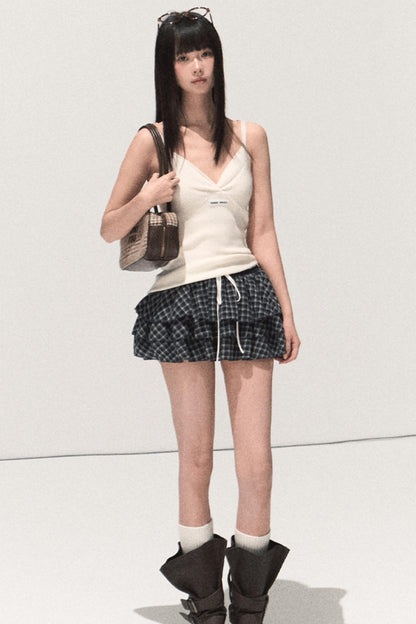 Shrine Plaid Woolen A-Line Skirt