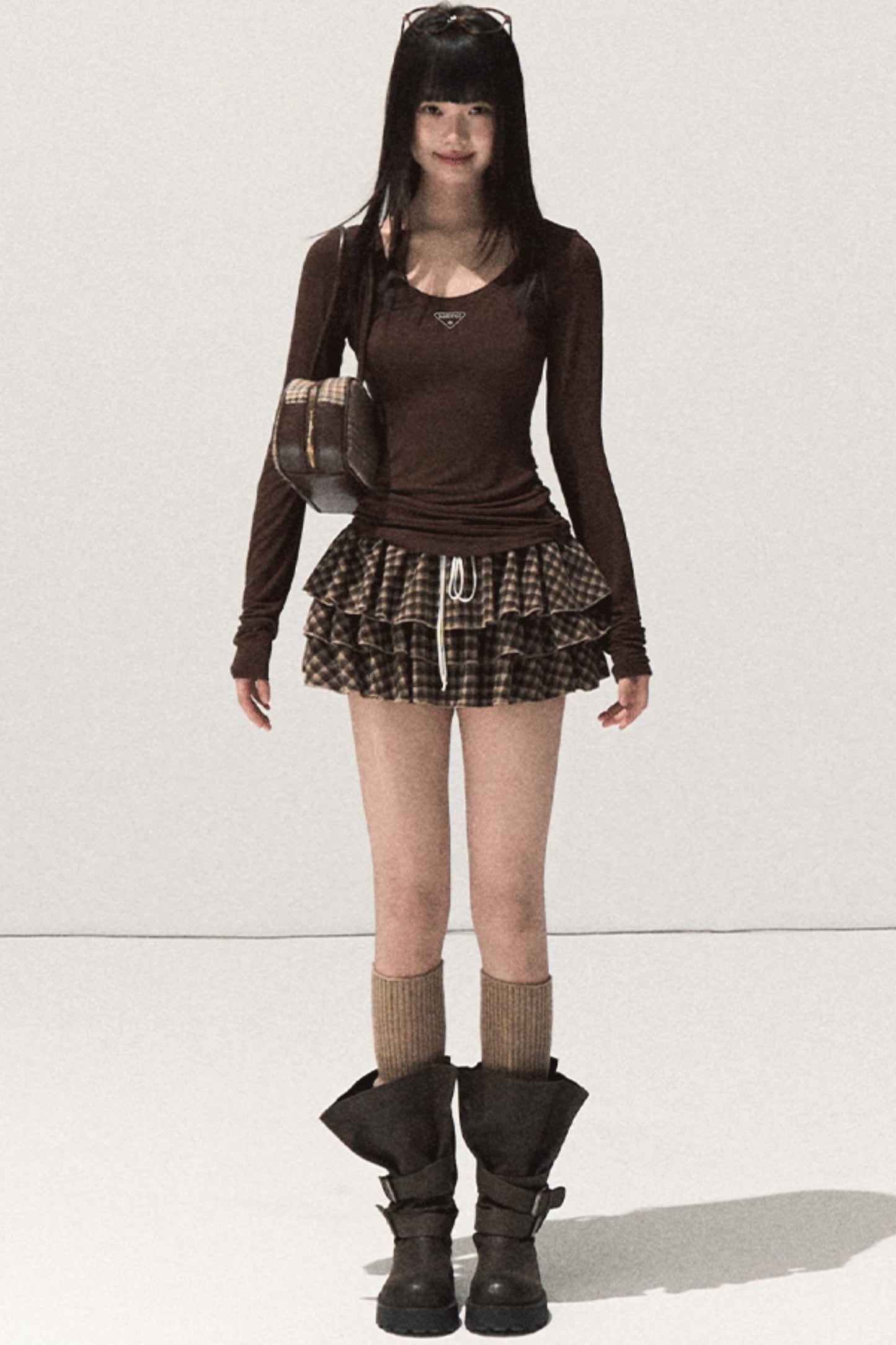 Shrine Plaid Woolen A-Line Skirt