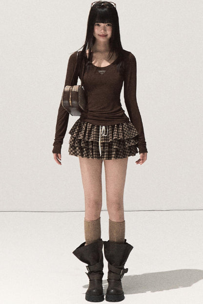 Shrine Plaid Woolen A-Line Skirt