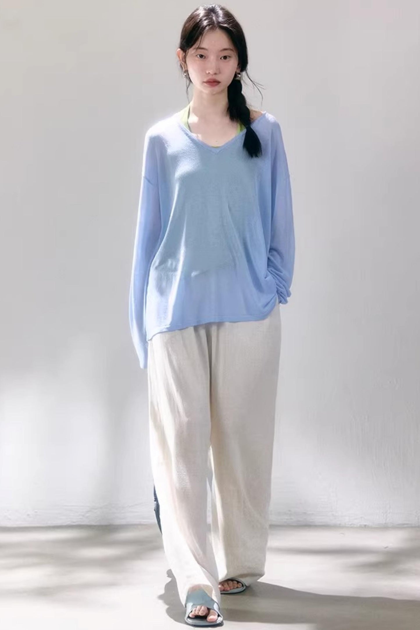 Linen Blend Wide-Leg Pants