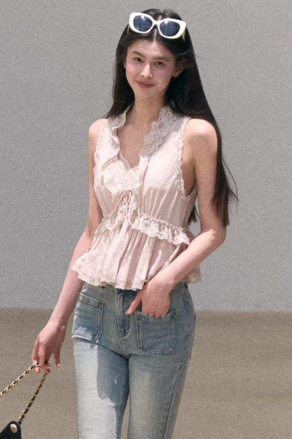 Hidden Petals Silk Lace Top