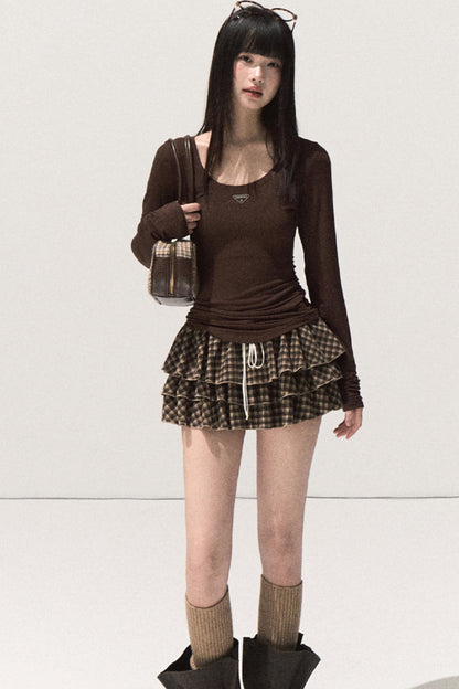 Shrine Plaid Woolen A-Line Skirt