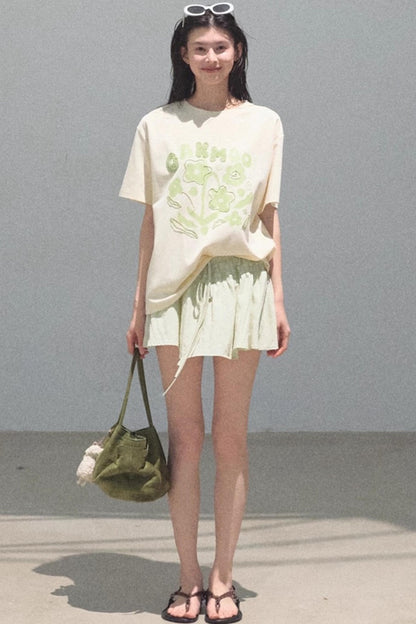 Embroidered Lyocell Puffy A-Line Skirt