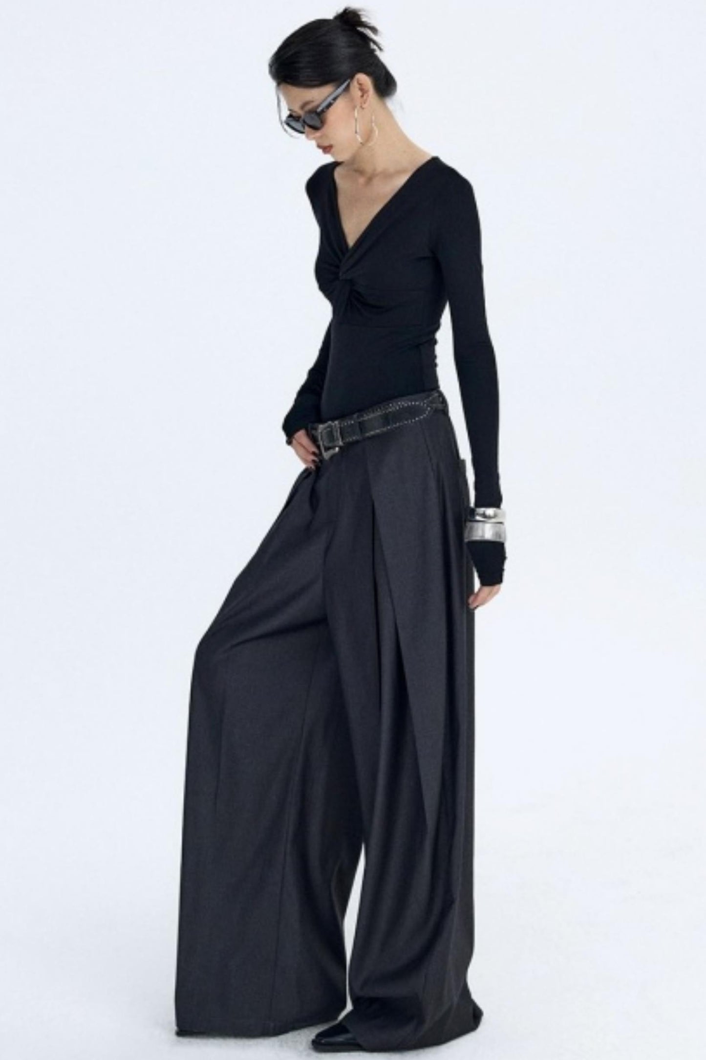 Pleated Dark Gray Scimitar Pants