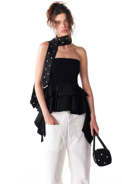 Summer Slim Ruffle Lace Top