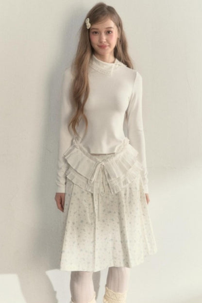 Layered Pleated Base Long Sleeve Top