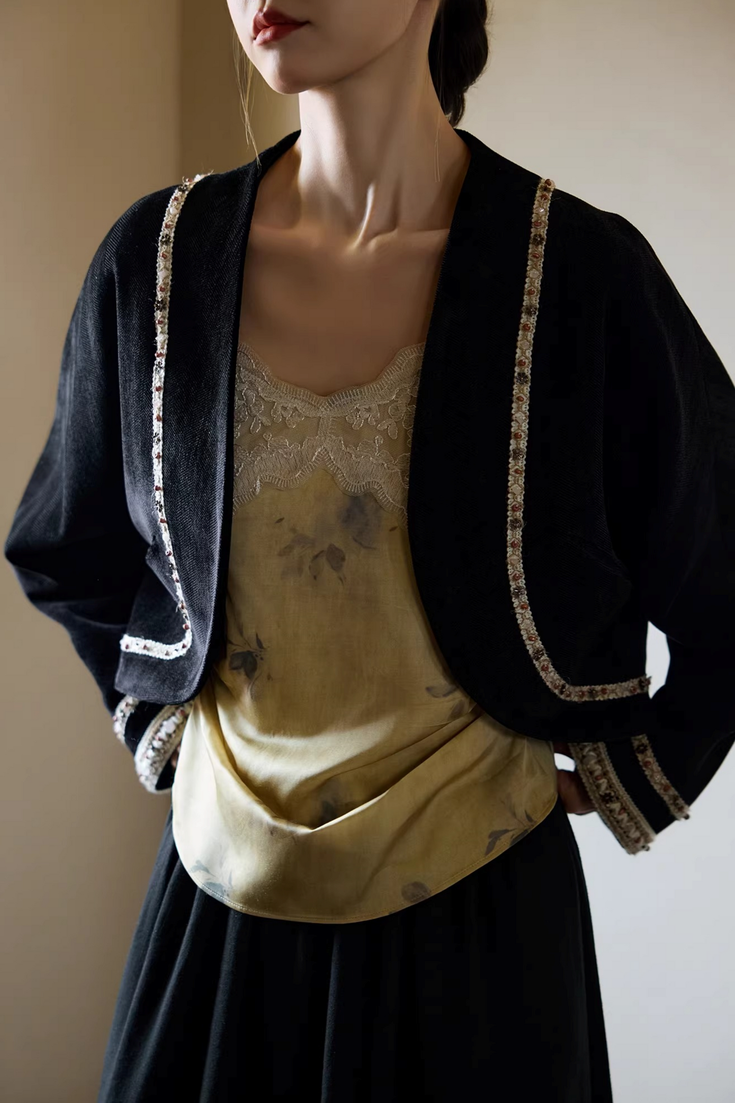Ethnic Black Cocoon Jacket