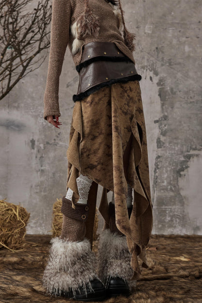 Wandering Style Retro Rivets Skirt