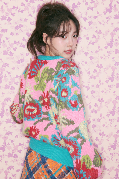 Floral Knit Retro Sweater