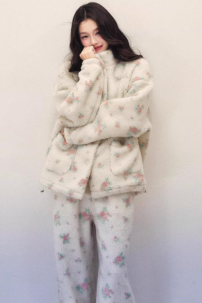 Floral Wool Jacket Suit Set-Up
