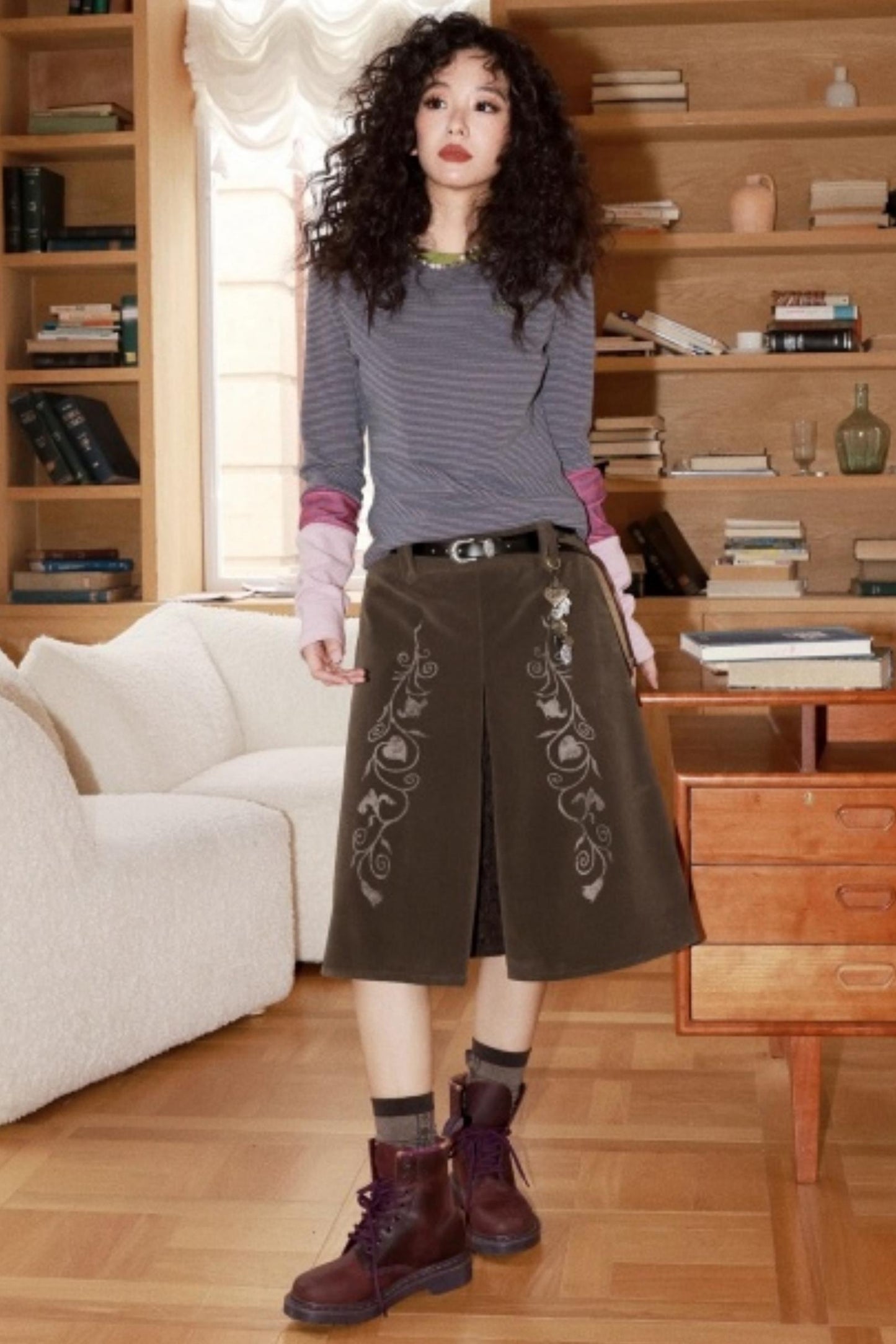 Iris Shadow Suede Lace Skirt