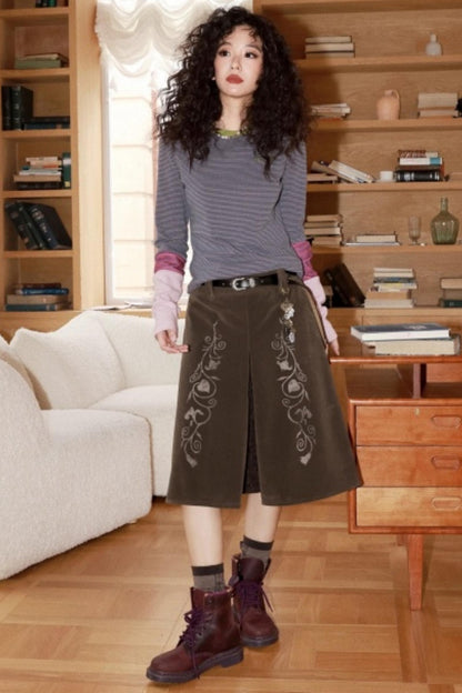 Iris Shadow Suede Lace Skirt