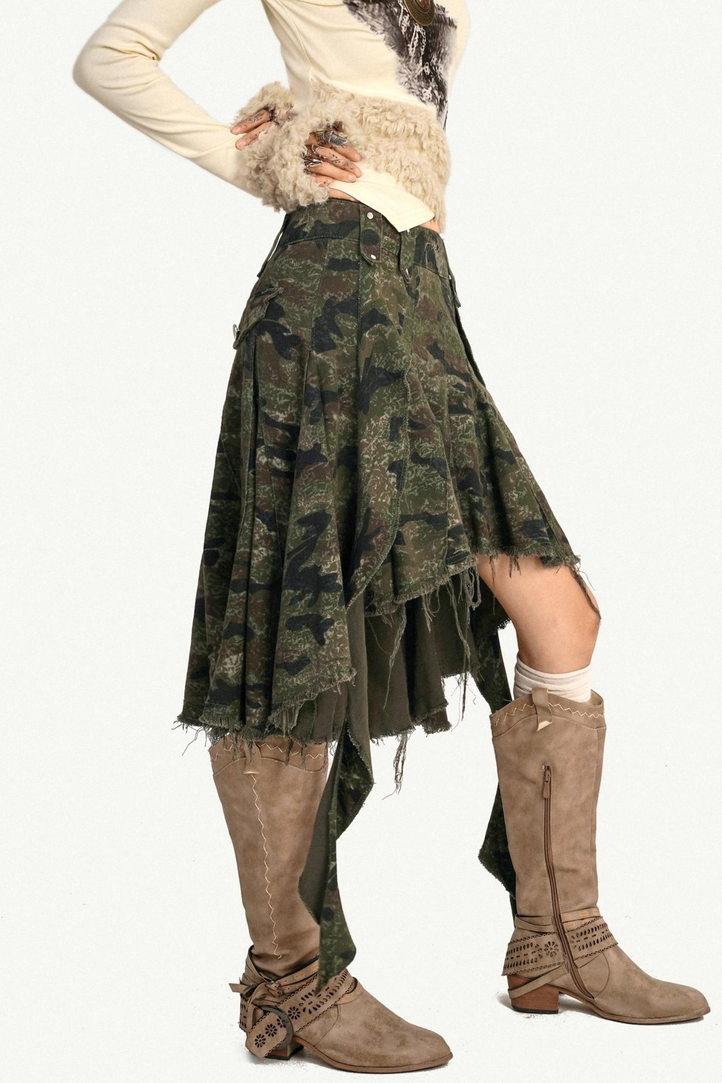 Autumn Camo Denim Skirt