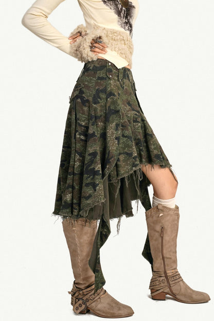 Autumn Camo Denim Skirt