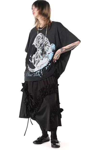 Oversized Cat Floral Legless T-Shirt