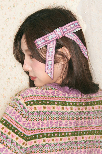Two Color Bow Geometric Pattern Hairpin