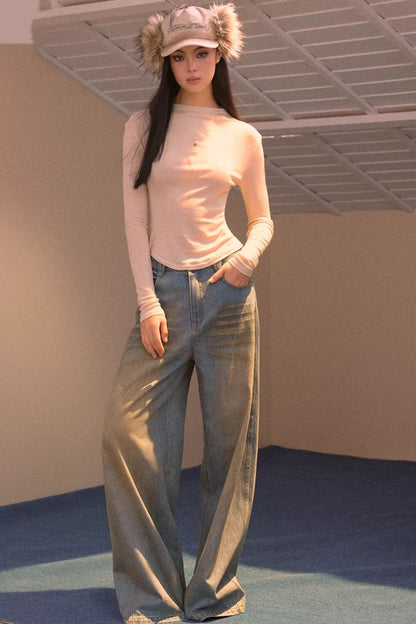 Half-Turtleneck Long Sleeve Top