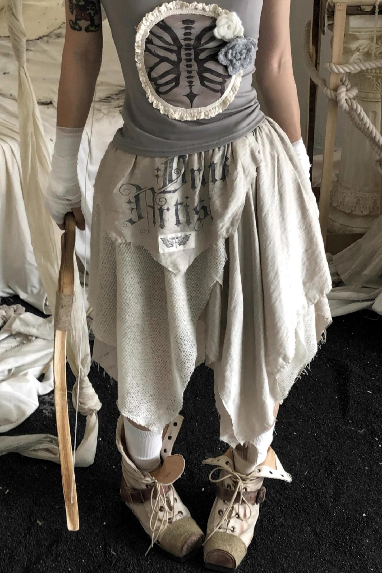 Irregular Splicing Print Skirt