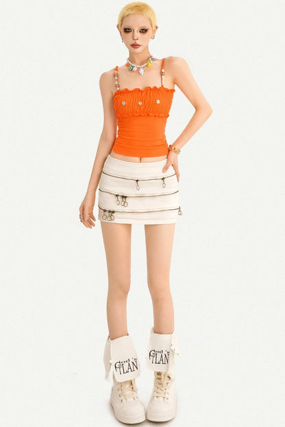 Dopamine Orange Beaded Camisole