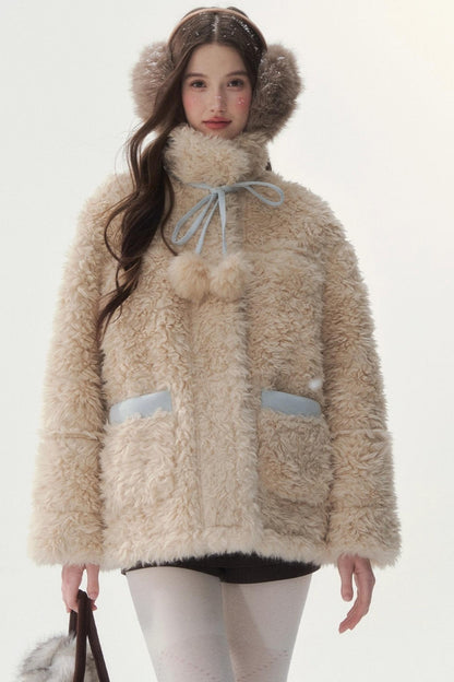 Pink and Blue Reversible Fur Coat