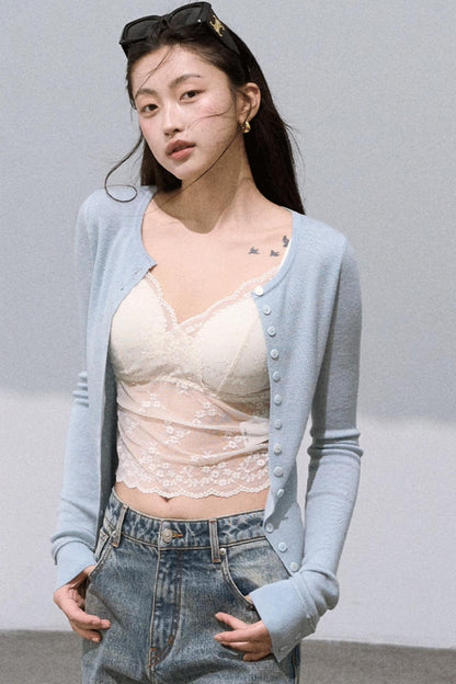 Mulberry Silk Slim Knit Cardigan