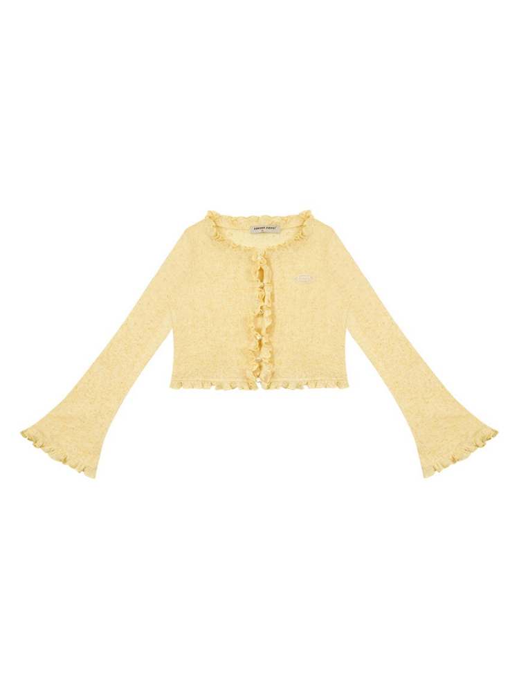 Ruffle Short Knit Cardigan