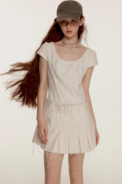 Raw Quilted Denim Dress