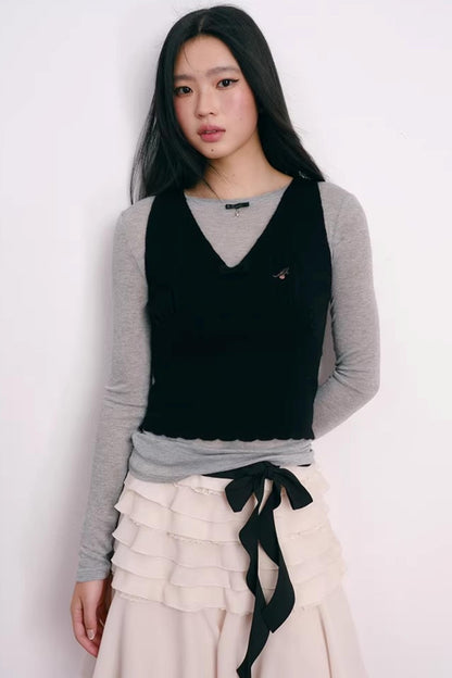 Korean Lace Bowknot Top