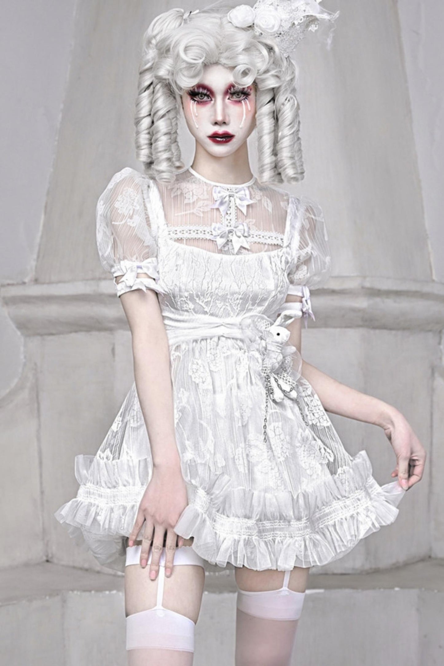 Sleeping Alice Gothic Chiffon Dress Set-Up