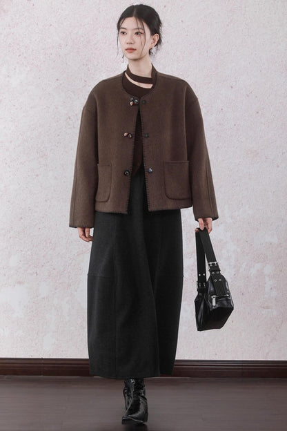 Gray Faux Tweed Warm Bud Skirt