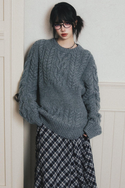 Navy Blue Check A-Line Swing Skirt