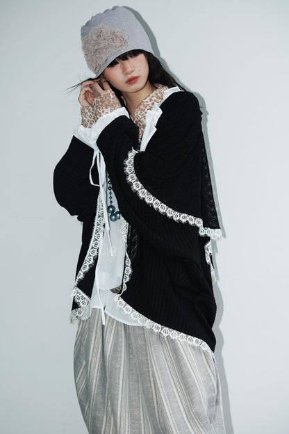 Vintage Paneled Lace Cropped Cardigan Coat