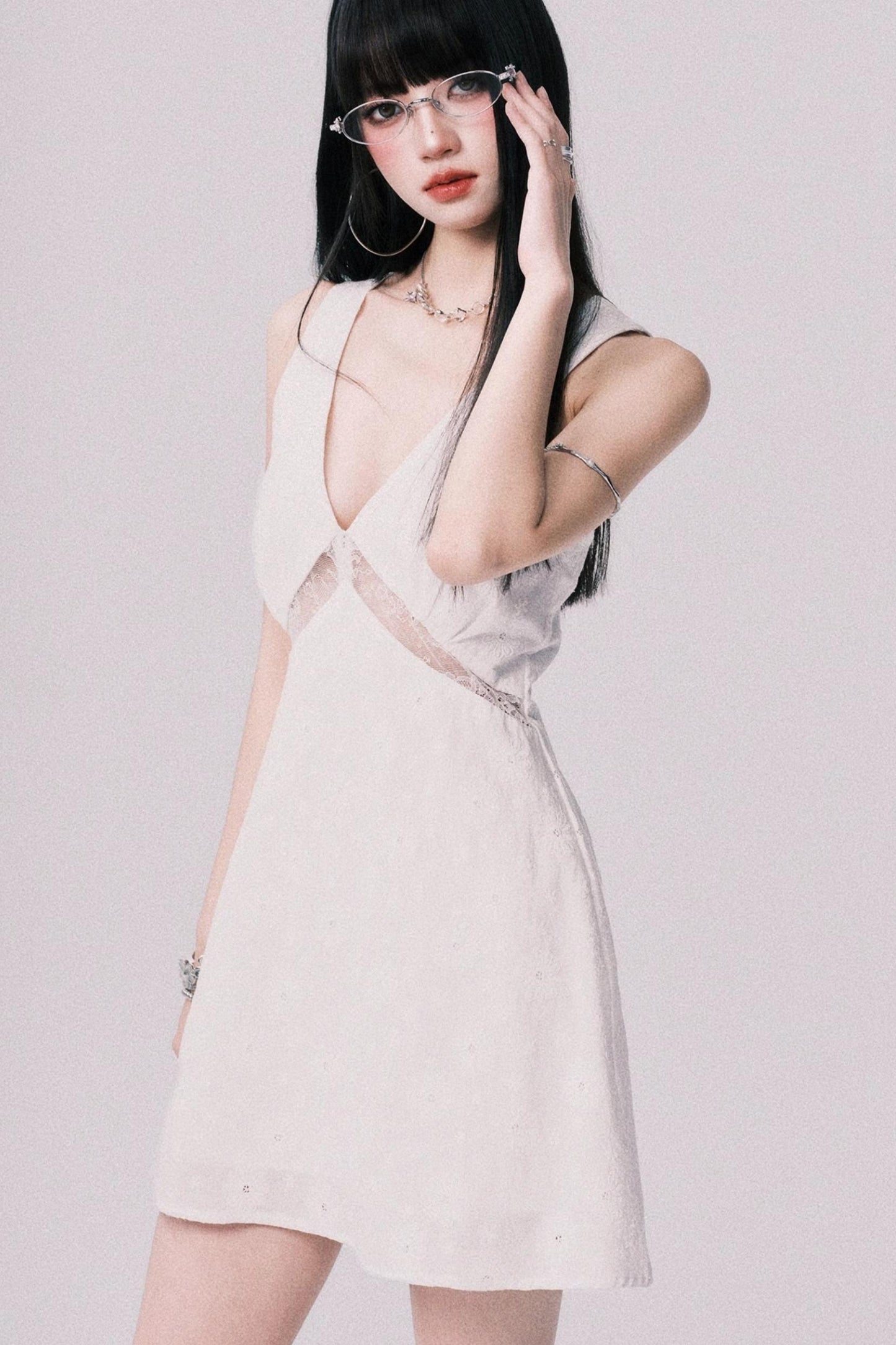 Summer Lace V-Neck Vest Dress