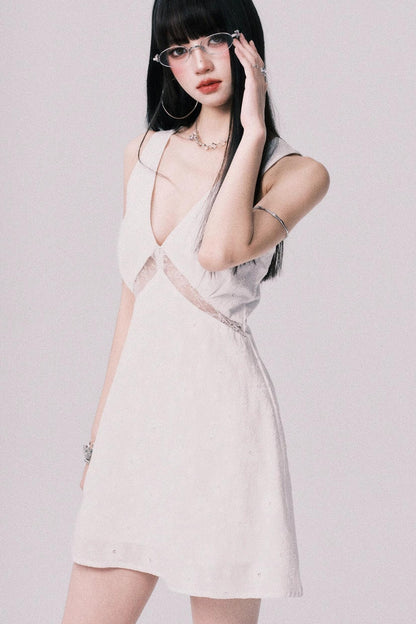 Summer Lace V-Neck Vest Dress