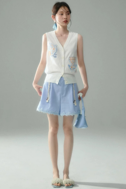 Summer Bird Floral Cotton Vest