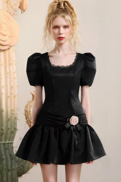 Bubble Sleeve Mini Dress