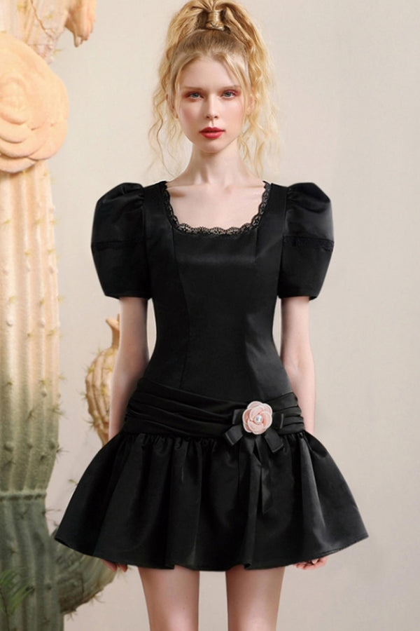 Bubble Sleeve Mini Dress