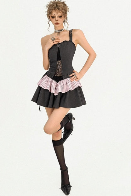 Lace Gray Bandeau Dress Set