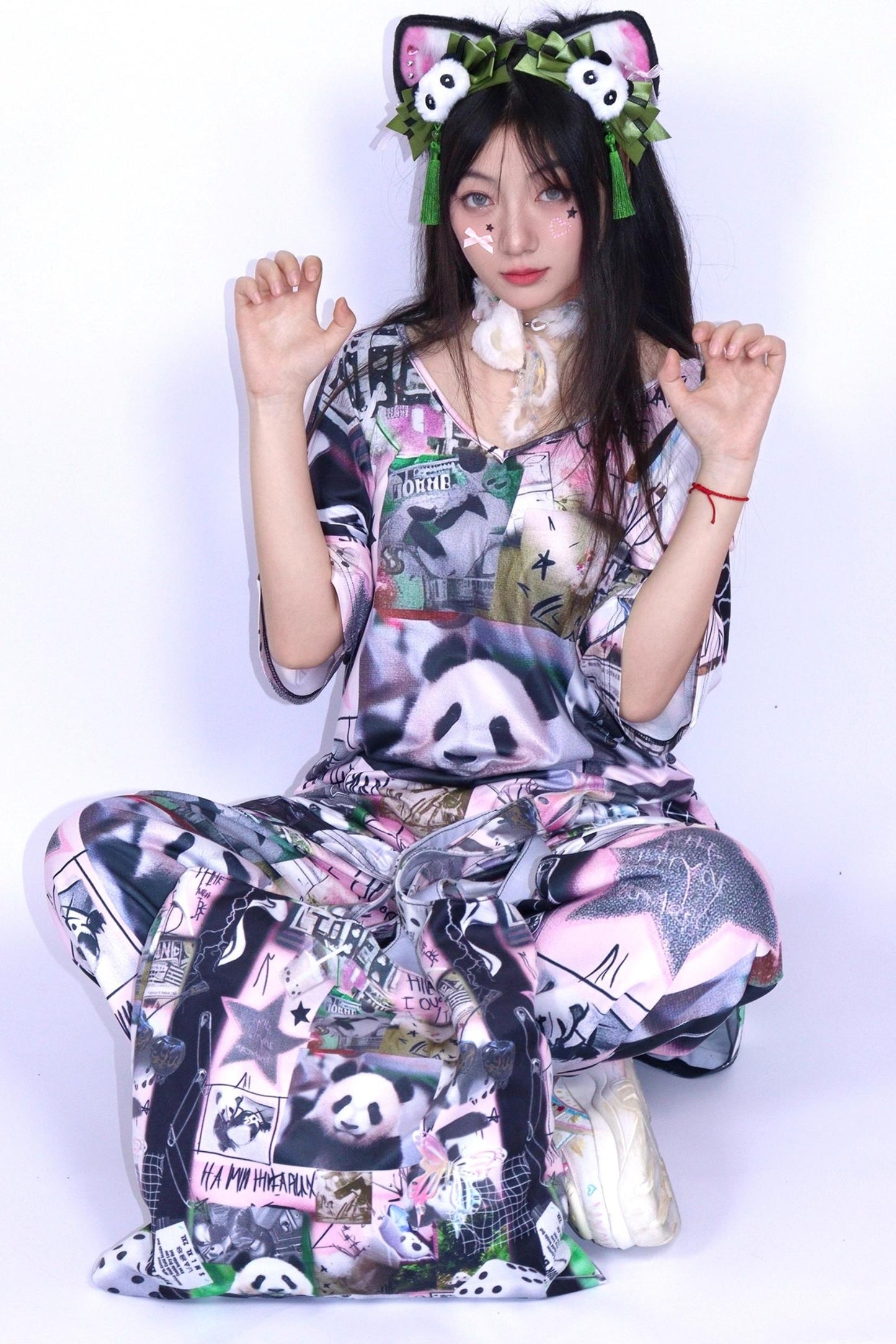 Mile Panda Canvas Shoulder Tote Bag