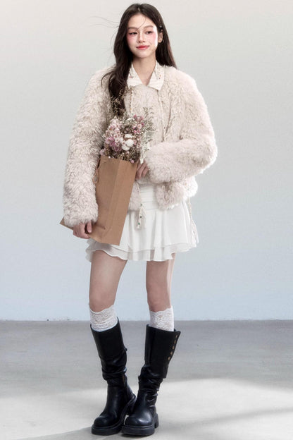 Luxury Shirt Collar Fur Jacket