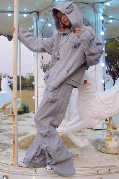 Three-Dimensional Pentagram Flared Pants